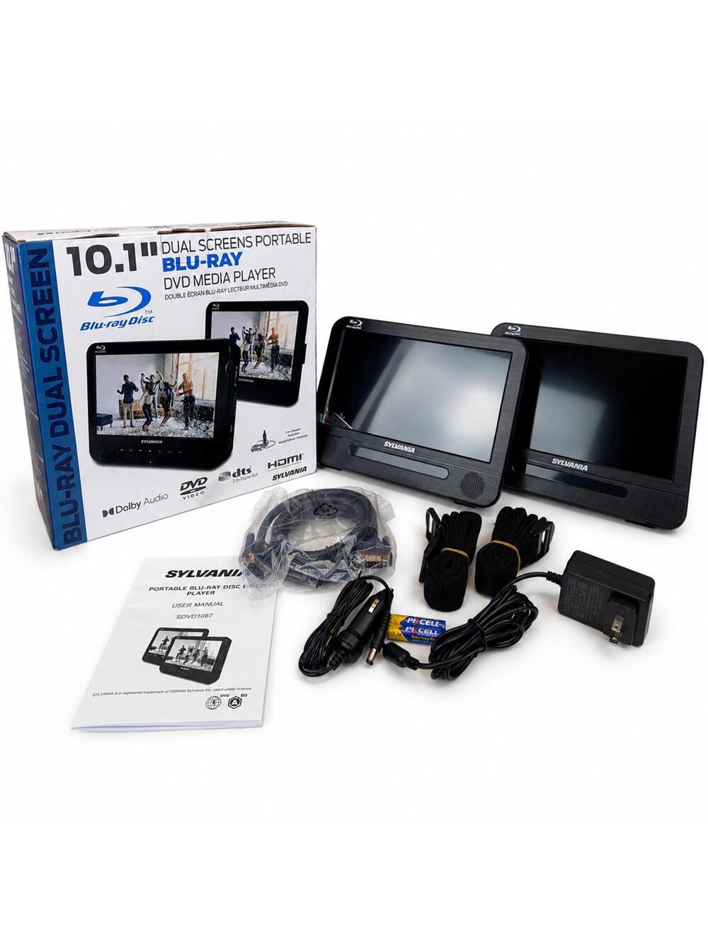 Sylvania 10.1 Dual Screen Portable Blu-ray DVD Player SDVD1087 HDMI Complete NEW